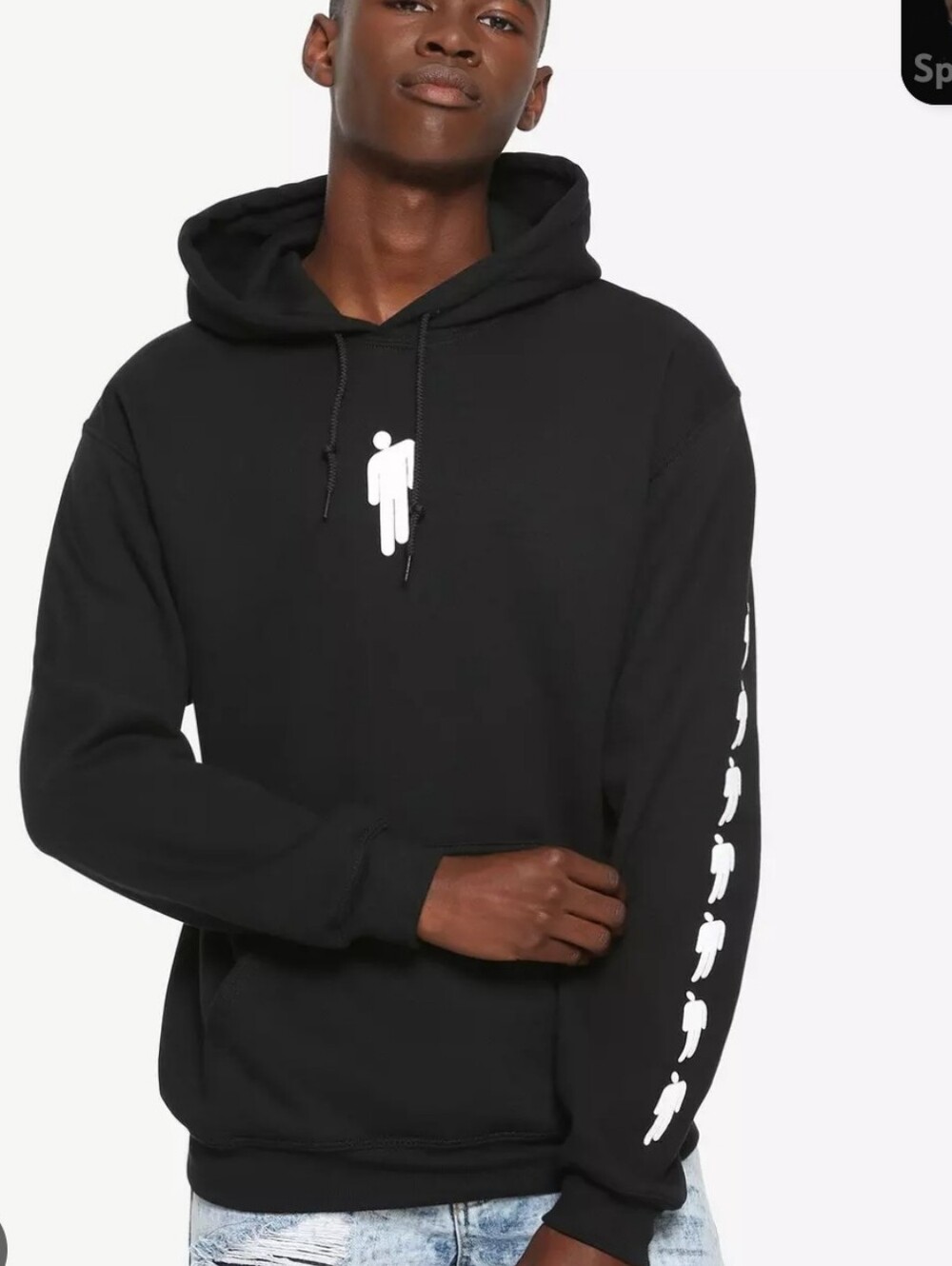 BILLIE EILISH  Black Hooded Pullover Sweatshirt with Logo Sz S